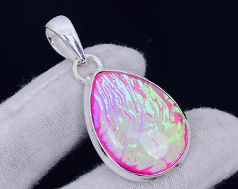 Australian Triplet Fire Opal 925 Sterling Silver Pear Pendant Opal Jewelry