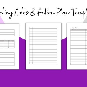 Meeting Notes& Action Plan Template | HR Forms | Human Resources | Printable Form | PDF | HR Tools and Templates | Human Resources Templates