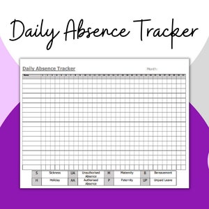 Daily Absence Tracker | HR Forms | Human Resources | Printable Form | PDF | HR Tools and Templates | Human Resources Templates |