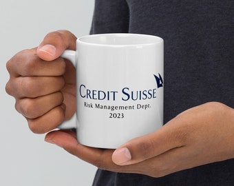 Credit Suisse riskhanteringsmugg - Finansmeme-kaffemugg, perfekt present för investerare
