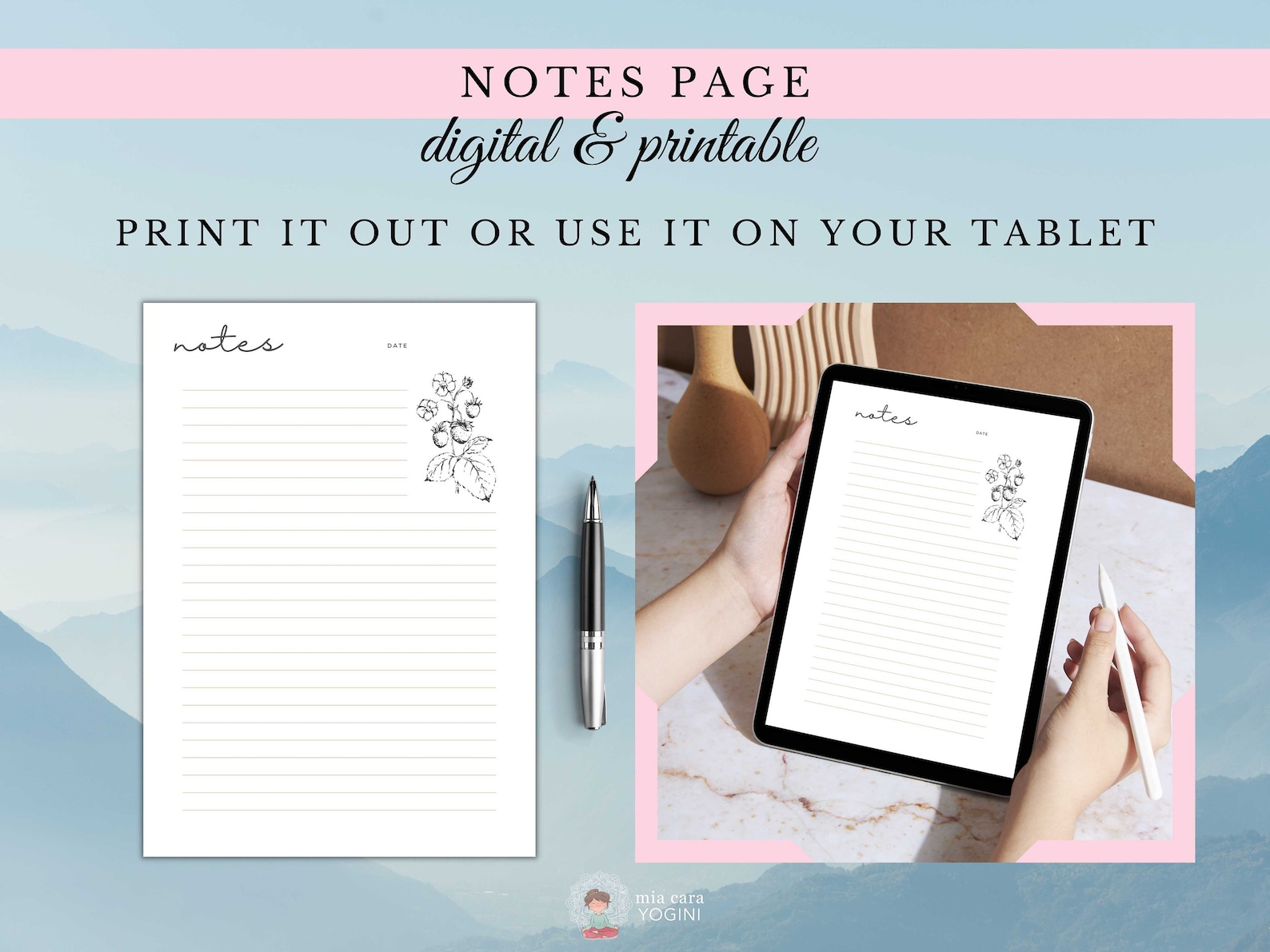 Botanical Notes Pages – Lined & Dotted, Printable (PDF) - Etsy