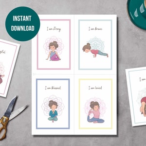 Tarjetas de afirmación positiva 32 tarjetas didácticas imprimibles para la confianza en uno mismo Tarjetas de positividad para niños Recordatorio de salud mental para adultos