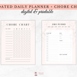 Undated Daily Planner, Digital Planner Undated Goodnotes, Printable Planner Pack, Floral Illustration, Simple and Elegant Design