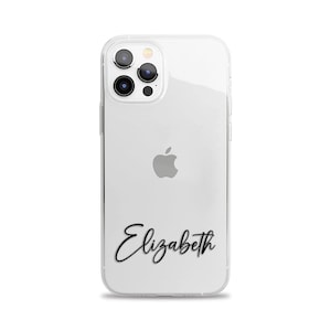 Custom Name Clear Case for iPhone 14 13 12 11 Pro Max Mini XR XS X 10 8 Plus 7 6s 6 SE Personalized Gift Handwriting Cursive Script