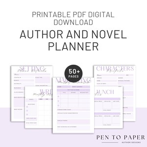 Paarse minimalistische PDF afdrukbare auteur en nieuwe planner