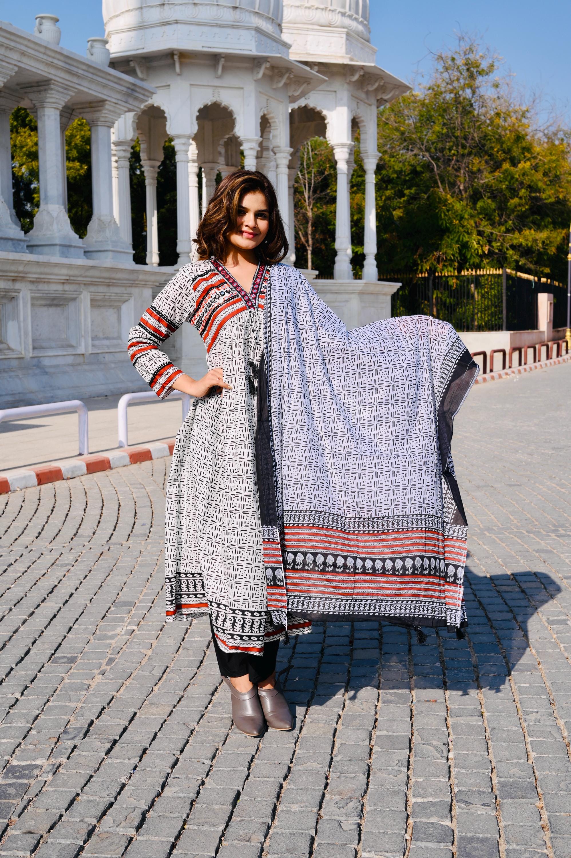 white christmas dresses Alia Cut A-Line Georgette Kurti With Thread Worked Collar In Rust Orange Shade MBS-R188 Xl main image 1