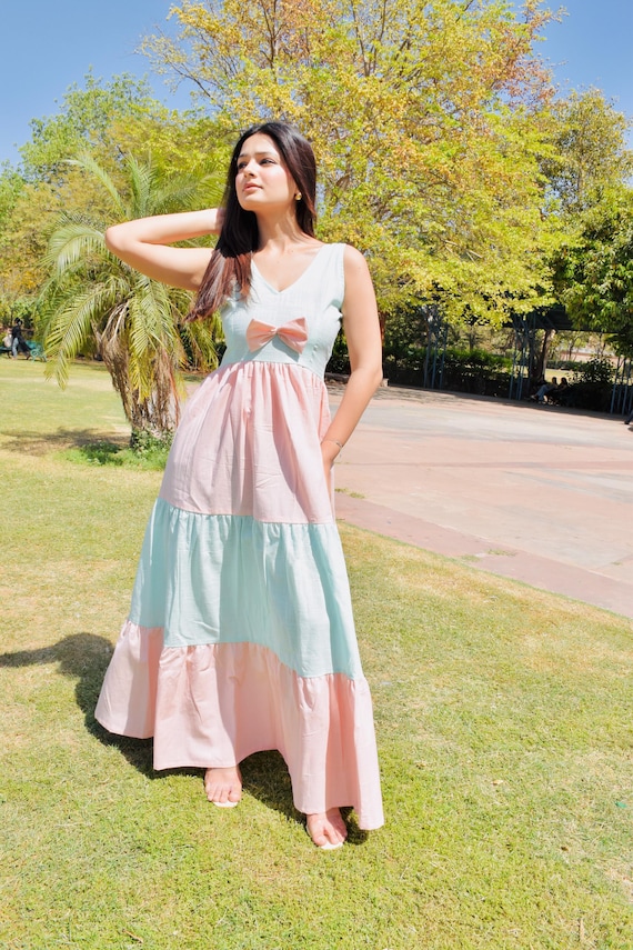 open lace back dress Christabel Tiered Maxi Dress main image 1