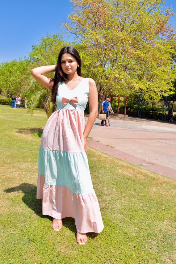 strapless open back dress Pastel Sherbet Deep V Maxi Dress – Fabjetsetter Fashion Boutique main image 1