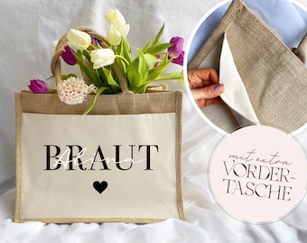 Personalisierte Tasche BRAUT  / Jutetasche Jungesellinnenabschied / Braut Geschenk personalisiert, JGA Tasche Braut, Hochzeitsgeschenk Braut