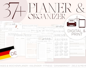 DIGITALER & DRUCKBARE Planer 2024 Deutsch / Minimalistischer Tagesplaner Goodnotes Deutsch PDF / Terminplaner iPad ästhetisch / A4 Planer