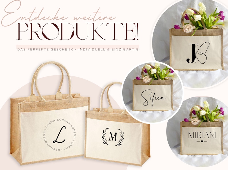 Personalisierte Tasche für Patenkind mit INNENTASCHE o. REIßVERSCHLUSS / 100% Baumwolle / Individuelles Geschenk Patenkind, Patenkind Taufe Bild 9