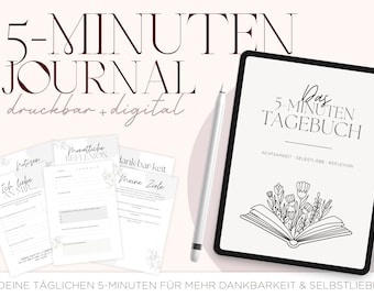 5-minute journal for more self-love, mindfulness & reflection | Digital diary A4 Goodnotes | Daily success journal as download