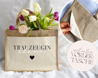 Personalisierte Tasche TRAUZEUGIN  / Jutetasche Jungesellinnenabschied / Personalisiertes Geschenk Trauzeugin, Trauzeugin Fragen