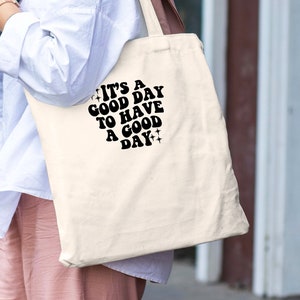Jute bag with saying Have a good Day including INNER POCKET or ZIPPER, 100% cotton, jute bag for women ideal as a gift image 2