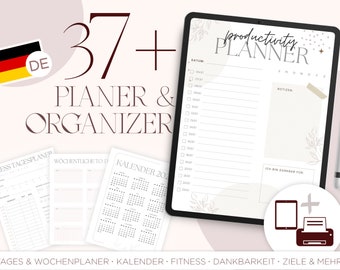 DIGITALER & DRUCKBARE Planer 2024 Deutsch / Minimalistischer Tagesplaner Goodnotes Deutsch PDF / Terminplaner iPad ästhetisch / A4 Planer