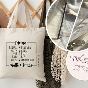 Personalisierte Tasche für Patenkind mit INNENTASCHE o. REIßVERSCHLUSS / 100% Baumwolle / Individuelles Geschenk Patenkind, Patenkind Taufe Bild 1