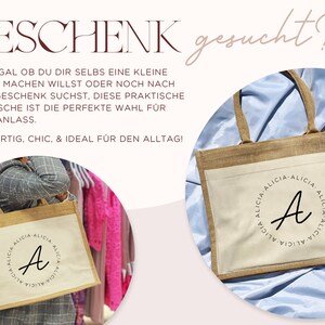 Jutetasche personalisiert Name & Initial / XL Juteshopper / Individuelle Geschenkidee, Juteshopper personalisiert, JGA Tasche individuell Bild 2