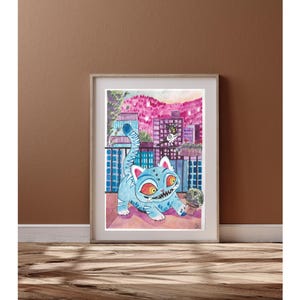 Stampa acquerello/illustrazione di tigre blu