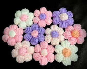 Puff Flowers,Crochet Applique For Sweater Decoration,Crochet Flowers,Cardigan Flowers,3D Flowers,Handmade,Cardigan Decor,Appliques,Sew-On