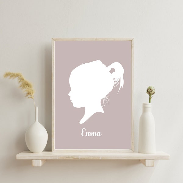 Custom Silhouette Portrait, Personalized Digital Portrait, Customized Profile Wall Art, Silhouette from Photo Minimalistic Digital Downloads