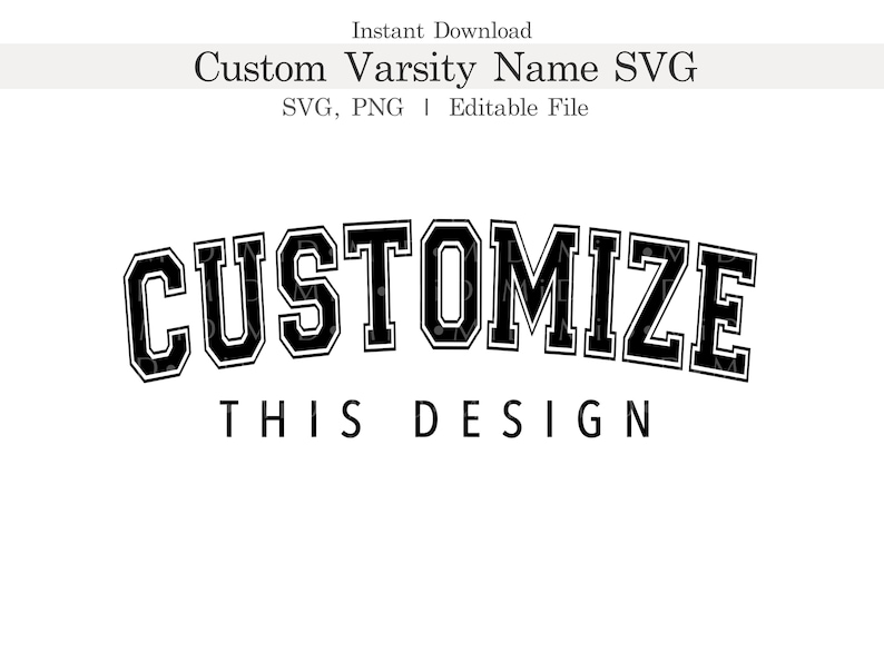 Customized Varsity Name Svg, Personalized Name in College Font Png