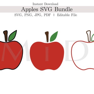 Apple Svg Bundle, Editable Apples Vector Cut File for Cricut ...