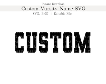 Nombre universitario personalizado Svg, nombre personalizado en la fuente universitaria png, nombre deportivo svg png, clipart universitario editable, camiseta universitaria para cricut