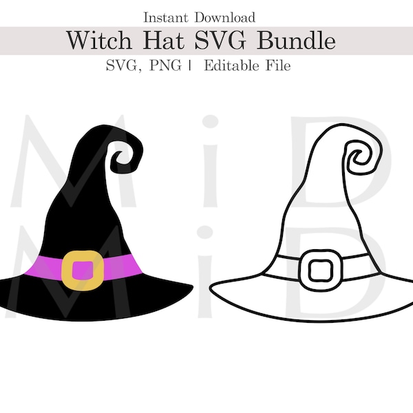 Witch Hat Svg Bundle, Customizable Witch Hat Cut File, Halloween Hat Png Bundle, Halloween Svg Png for Cricut, Silhouette, Digital Download