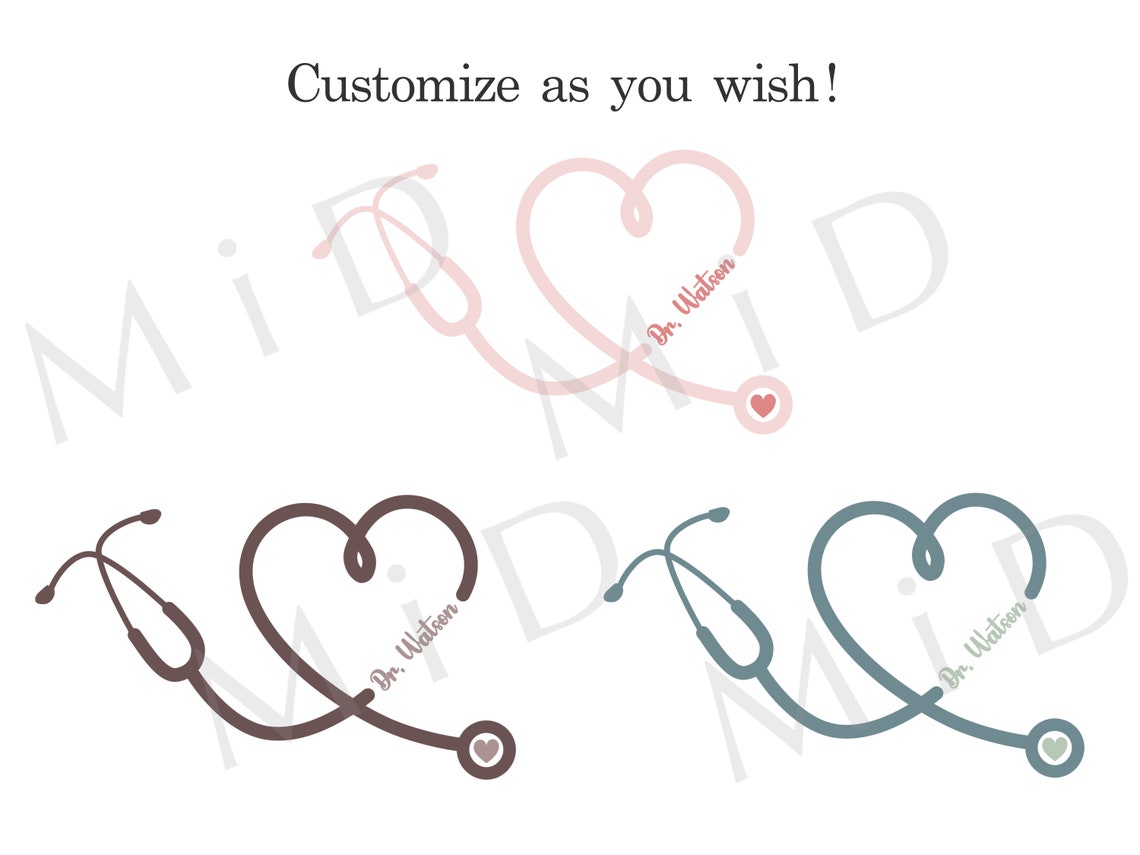 Doctor Heart Stethoscope Svg Customizable Nurse Stethoscope Etsy