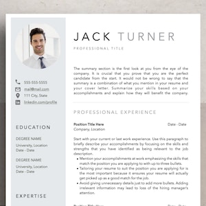 Modelo de currículo com foto, modelo de currículo profissional para Word e Pages, modelo de currículo limpo com imagem, currículo para homens, carta de apresentação