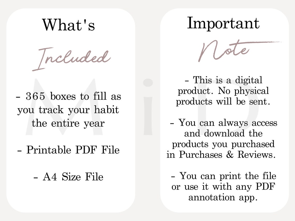 365 Days Habit Tracker Printable Annual Habit (Download Now) - Etsy