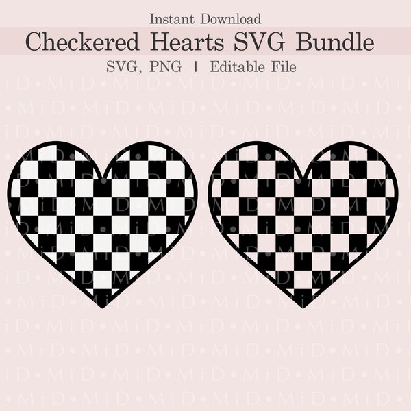 Checkered Hearts Svg Bundle, Retro Checkered Heart Png, Vintage Valentines Day Png, Valentines Checkers for Cricut, Digital Download