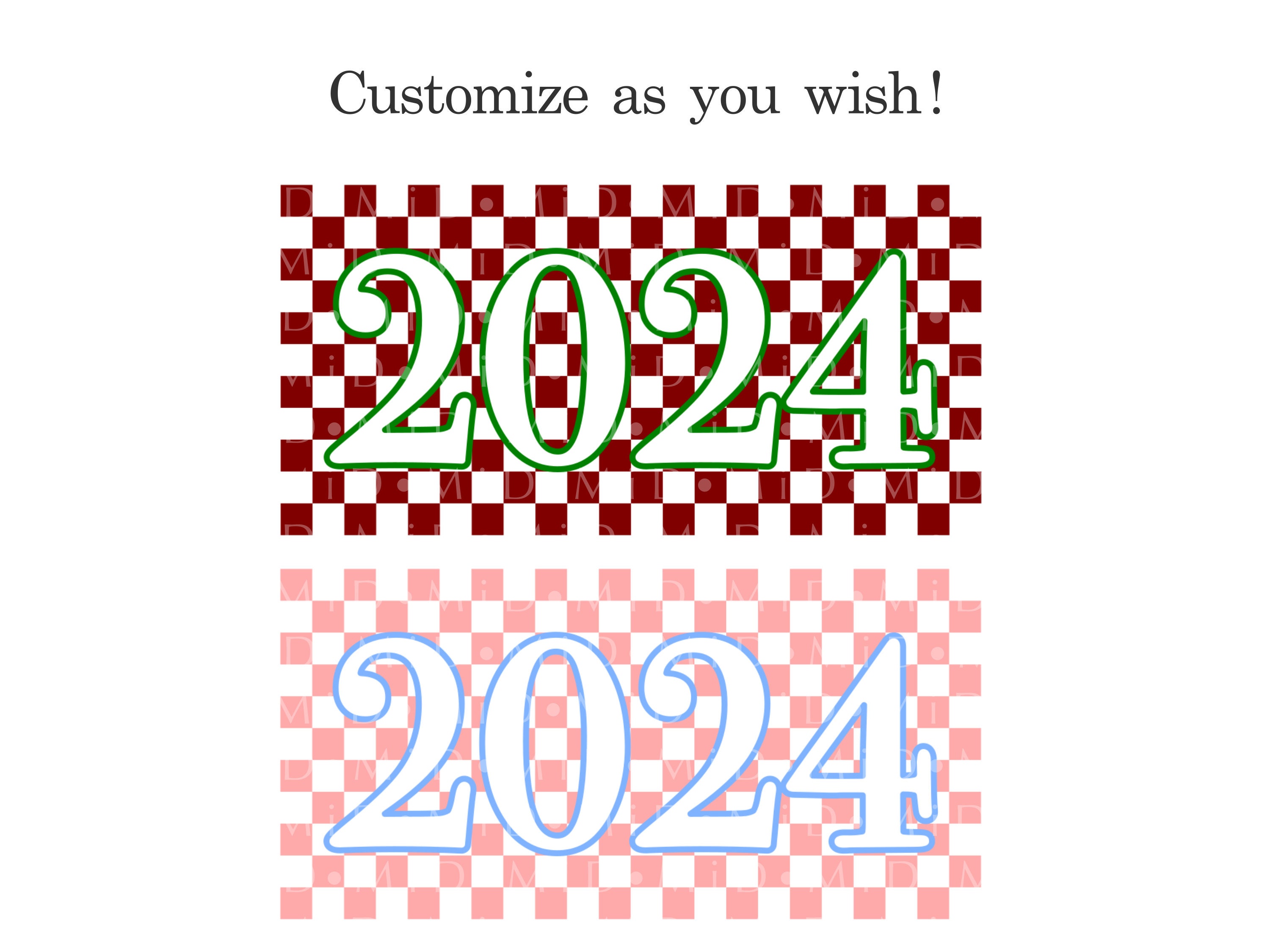 2024 Checkered Background Svg, Retro New Year Png, Vintage Happy New ...