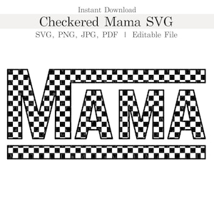 Kariertes Mama-Svg, anpassbare Retro Muttertag Png, Geschenk für Mama, transparentes kariertes ClipArt, bearbeitbares kariertes Tshirt für Cricut