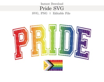 Orgullo universitario SVG, bandera arcoíris PNG, bandera inclusiva editable de la Semana del Orgullo SVG para Cricut, camiseta queer, gay, lesbiana, bisexual y transgénero