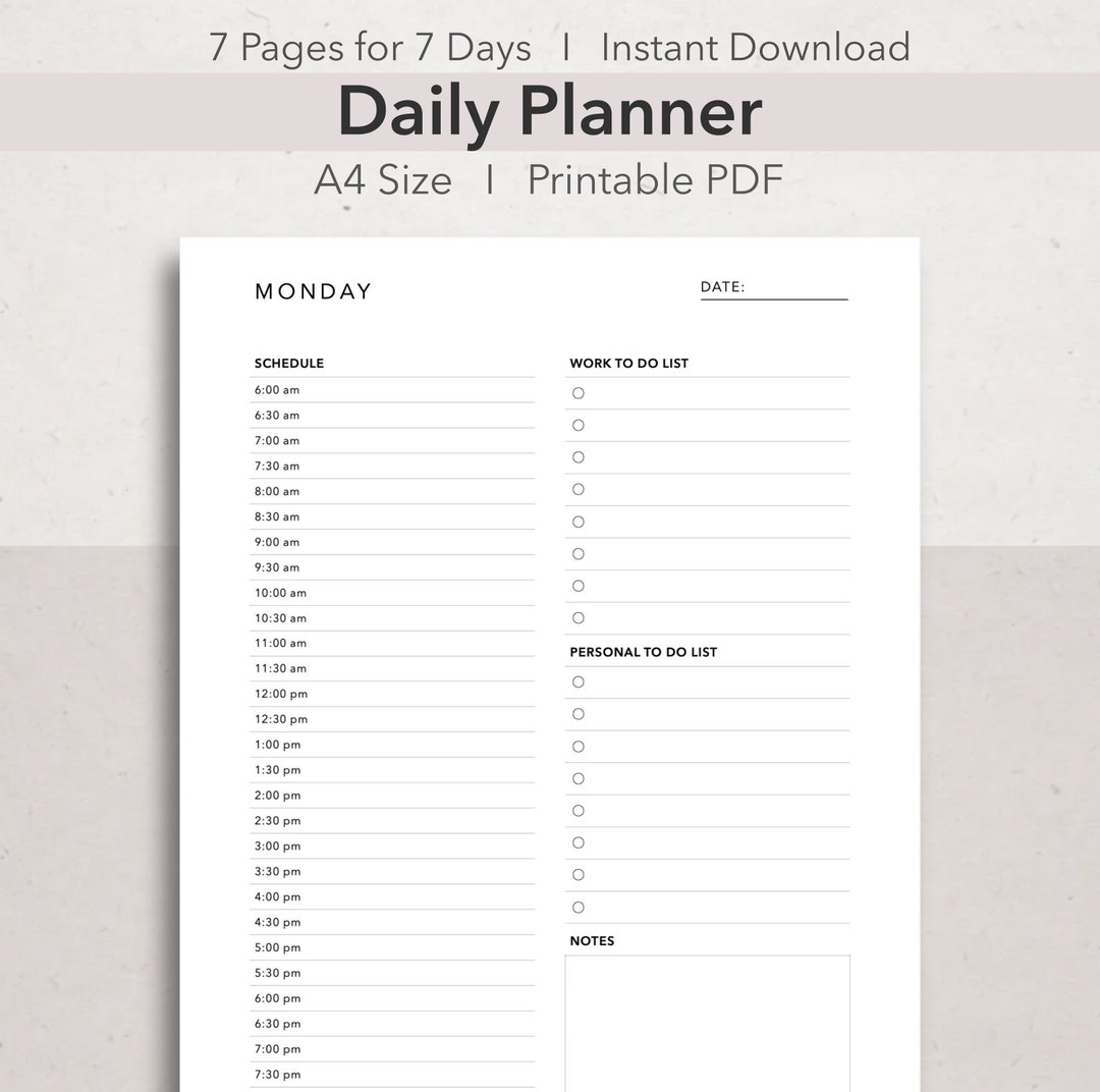 Program Of Work Daily Routine Personal Daily Planner for Work & Daily Routine, Productivity Planner ...