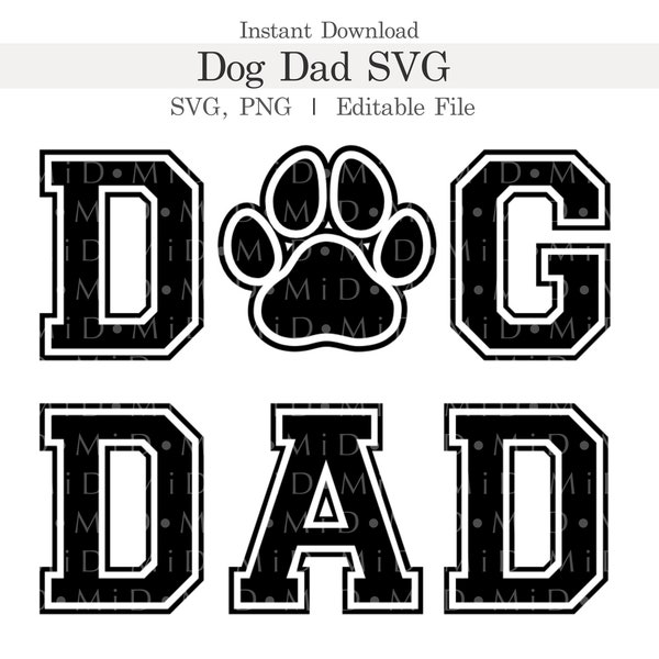 Dog Dad Svg, The Dogfather Png, The Dog Father Svg, Doggo Dad Png, Paw Print Svg, Fathers Day, Dog Svg, Paw Svg Silhouette, Cricut, Cut File