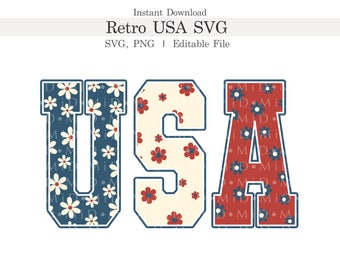 USA Svg, Retro America Png, 4th Of July Png, 4th Of July Sublimation Tshirt Design, America Svg, Patriotic Png, Flower Cut File Cricut