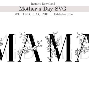 Día de la Madre (SVG, PNG, Jpg) personalizable, Feliz Día de la Madre (SVG) editable para Cricut, Regalo para mamá, Mamá, Mamá Svg, Uso comercial, Madre