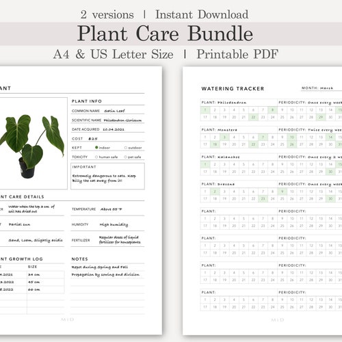 Plant Care Tracker Printable Watering Planner Template - Etsy