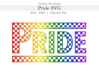 Orgullo a cuadros SVG, Orgullo arcoíris PNG, Orgullo Semana SVG editable para Cricut, Orgullo, Queer, Gay, Lesbiana, Bisexual, Transgénero Diseño de camiseta