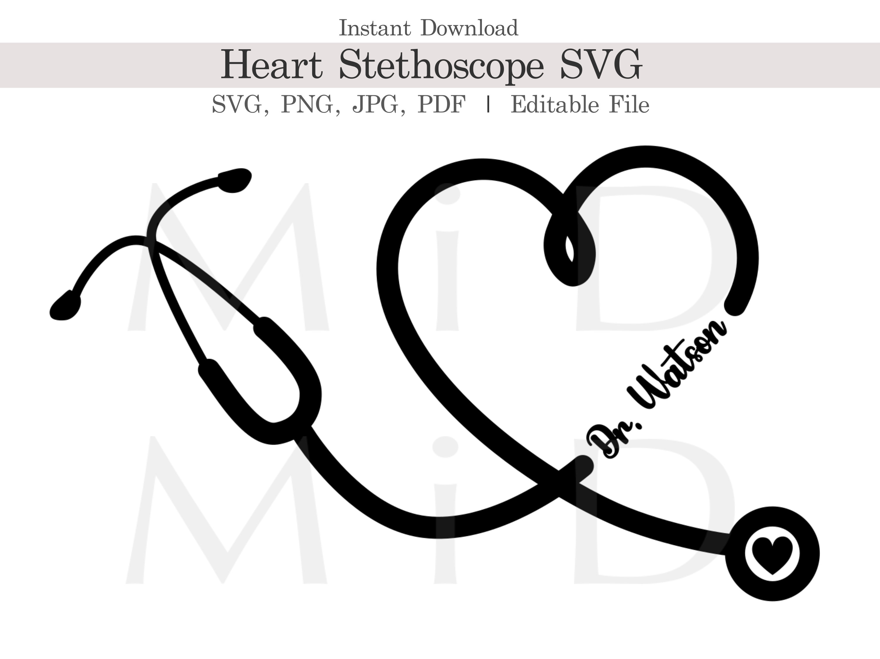 Doctor Heart Stethoscope Svg, Customizable Nurse Stethoscope Svg