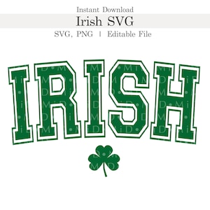 Svg de equipo universitario irlandés, trébol de la suerte del Día de San Patricio, Svg personalizable, PNG, Svg editable de Feliz Día de San Patricio para Cricut, descarga instantánea