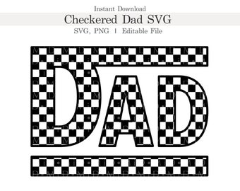 Papá a cuadros Svg, Día del Padre retro personalizable PNG, Regalo para papá, ClipArt transparente a cuadros, Camiseta a cuadros editable para Cricut