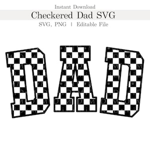 Geruite Varsity papa Svg, aanpasbare Retro Fathers Day Png, cadeau voor papa, geruite ClipArt, bewerkbare geruite tshirt voor Cricut