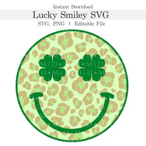 Svg de emoticono de la suerte, trébol de la suerte del Día de San Patricio, Svg personalizable, PNG, Svg editable de Feliz Día de San Patricio para Cricut, descarga instantánea