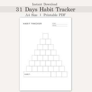 31 Days Habit Tracker Printable, Monthly Habit Tracker Template, Daily Routine Tracker, Monthly Habit Challenge, Digital Pyramid Habit Track