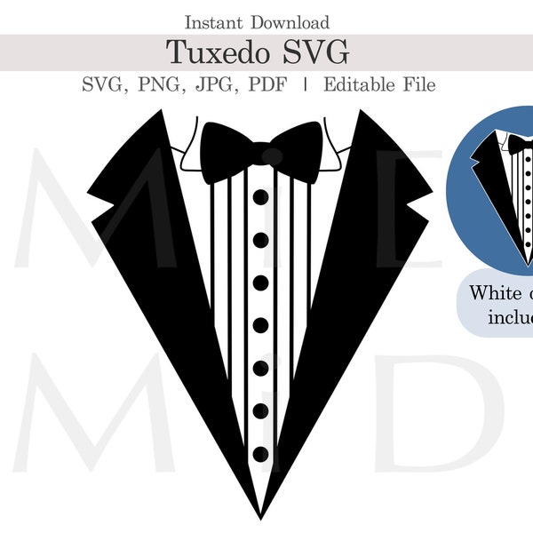 Tuxedo with Bow Tie Svg, Customizable Tux Png, Editable Tuxedo Svg, Tuxedo for Kids Png Bow Tie Svg, Tuxedo Tshirt Design Cricut, Silhouette