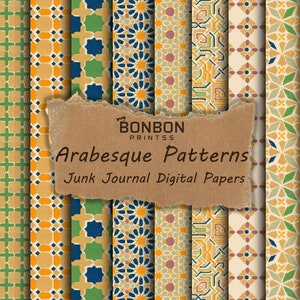 20 fogli di motivi senza soluzione di continuità arabeschi vintage, diario spazzatura, carta digitale, motivo arabo, piastrelle marocchine, download digitale istantaneo