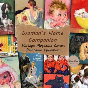 72 portadas vintage de revista Woman's Home Companion, collage digital, arte efímero, revista estadounidense, hogar, niños, arte, revista basura